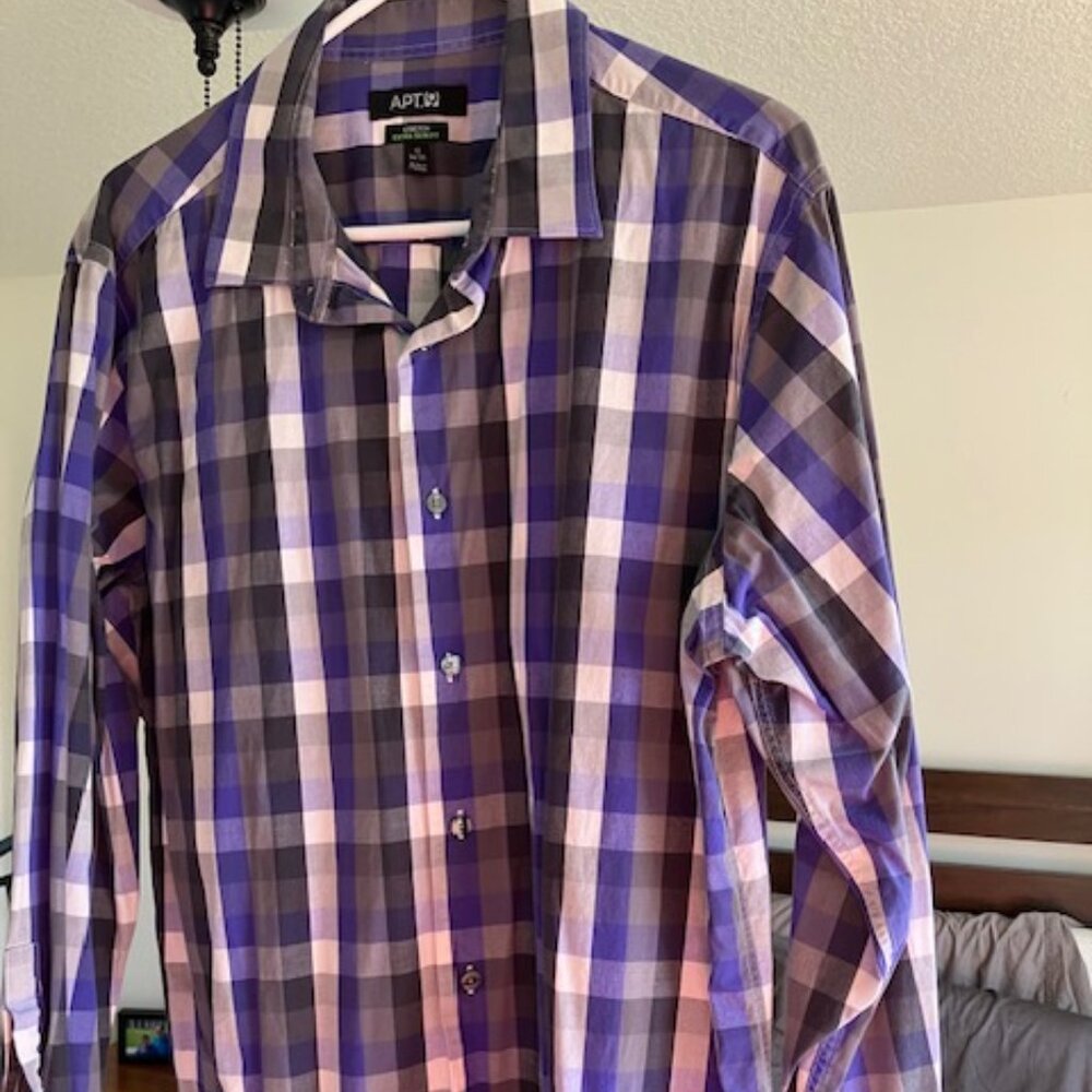 Men Apt. 9 Plaid Shirt Stretch Slim Fit